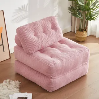 Litbird Faltbares Schlafsofa – Sitzsack-Sofa, Relaxsessel, Spielsofa, Schlafsofa & Gästebett für kleine Räume, Sessel fürs Schlafzimmer & Wohnzimmer (Rosa, 89.9 cm)