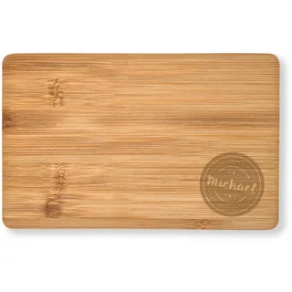 Massives Schneidebrett mit Gravur - individueller Name, Text oder Spruch - Bambus-Holz, abgerundete Ecken, 22x14cm, personalisiertes Frühstücksbrettchen (Bambus)