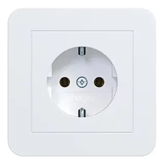 Hager WAS1121WM Steckdose SCHUKO mit Abdeckplatte, Steckklemmen, C.1, lichtweiß matt