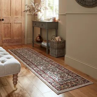Teppich FLAIR RUGS "Sandford", beige (natur), B:66cm H:12mm L:300cm, Kunstfaser, Teppiche, Teppich, Sandford Vintage gemusterter Teppich