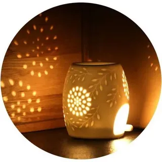 Aromalampe Teelichthalter Duftlampe Keramik weiß Candle Löffel Aroma
