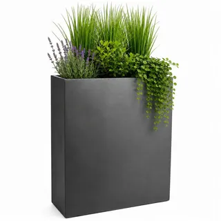 Pflanzwerk® Pflanzkübel DIVIDER Premium Blumenkübel Raumteiler Hochbeet Fiberglas, Fiberglas - Handgefertigt - Rechteckig - Frostbeständig schwarz 60 cm x 72 cm x 25 cm