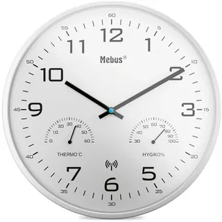 MEBUS Funk-Wanduhr 30 cm 52841 Weiß