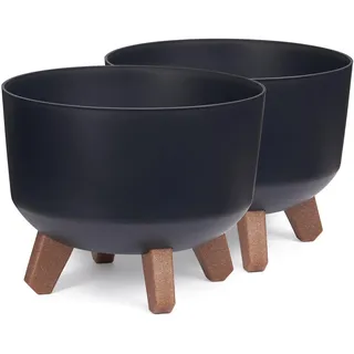 Tymar Blumentopf mit Füßen, 2er-Pack, Blumenkübel, Pflanzkübel, Übertopf, Runde Form((2pack) Anthrazit; ø 39 cm)