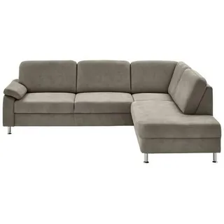 Beldomo System Ecksofa Rostock, Grau, Textil, 4-Sitzer, L-Form, Ottomane rechts, 266x202 cm, Stoffauswahl, Fußauswahl, seitenverkehrt erhältlich, Bettfunktion Rückenfutter, Wohnzimmer, Sofas & Couches, Wohnlandschaften, Ecksofas