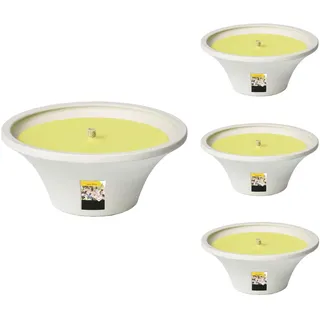 Flammschalen Lemon Breeze Citronella für draußen 4 Stück - Outdoor-Kerzen Terracotta - Für deinen Garten - Feuerschalen im 4er Set - weniger Stiche durch Mücken - 9h Brenndauer - 18x18x7,5 cm
