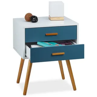 Relaxdays Beistellschrank 58 x 41 x 48 cm Weiß/Türkis