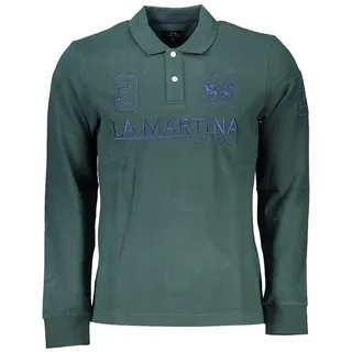 La Martina Poloshirt Langarm Herrenhemd in Grün - Regular Fit mit L