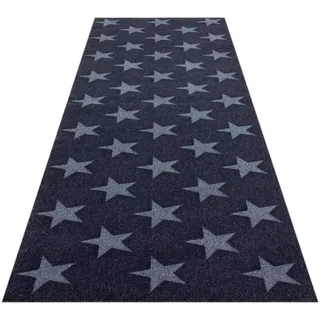 HOMEFACTO:RI Küchenläufer Küchenteppich Teppichläufer Brücke Sterne Stars | waschbar, Größe:ca. 45 x 145 cm, Designs:Sterne | schwarz grau