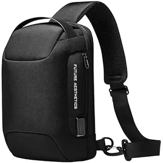 BANGE Sling Bag, Wasserdichte Herren Brusttasche Schultertaschen Crossbody Sling Rucksack für Herren, schwarz, Medium, Reisen