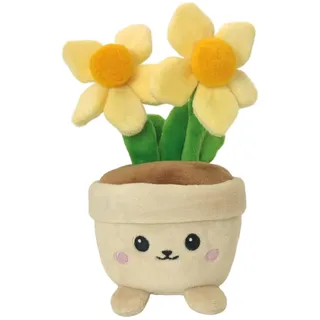 Tabiaprd Kuschelfreundliche Topfpflanzen, Plüsch-Blumentopf mit glücklichem Gesicht, weicher Mini-Deko-Kumpel mit natürlichem Blumenduft, perfekt für Schreibtische und Geschenke (2 gelbe Blumen)