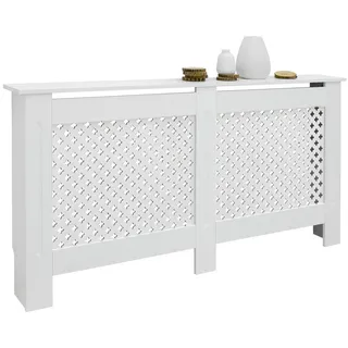 ECD Germany Heizkörperverkleidung Wabenmuster 152x19x82 cm Weiß