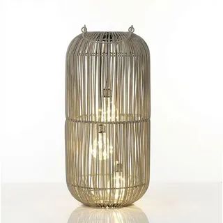 Formano Laterne Rattan 45 cm 3 LED Birnen grau/braun