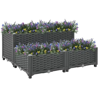 LAPOOH Hochbeet, Hochbeet Balkon, Kräuterbeet, Pflanzkasten, Balkonhochbeet, Erdbeerbeet, Pflanzbeet Balkon, 80x80x38 cm Polypropylen