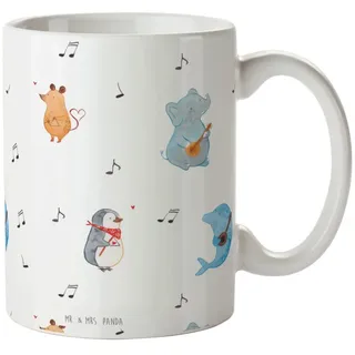 Mr. & Mrs. Panda Tasse Big Band - Weiß - Geschenk, Keramiktasse, Pinguin, Gute Laune, Tasse, Keramik weiß Ø 8 cm x 8 cm x 9.3 cm
