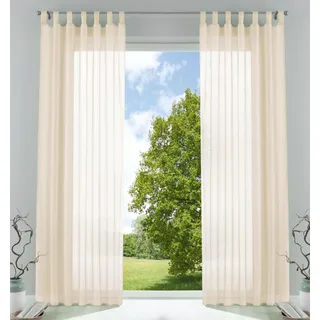 Gardinenbox Voile Gardine Schlaufenschal 225 x 140 cm Creme 2 St.
