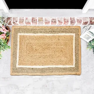 Chardin home 43,2 x 73,2 cm Jute-Fußmatte, handgefertigt, geflochtener Naturfaser-Teppich, wendbar, für drinnen und draußen, langlebig, Eingangsteppich, umweltfreundlich, rustikale