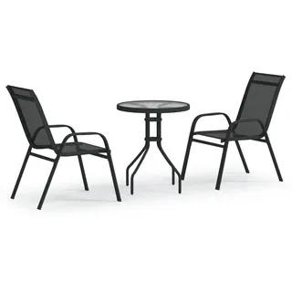 vidaXL 3-tlg Garten-Bistro-Set Schwarz