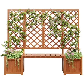 stilvora Pflanzkübel mit Spalier und Sitz 169 x 42 x 145 cm Braun