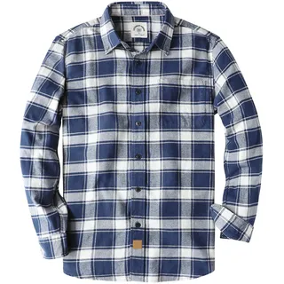 Dubinik® 6 oz Flanellhemd Herren Kariert Button Down Baumwolle Draußen | Freizeit-Shirt, Flanellhemden Herren Langarm, Western Fleece Shirts, Freizeithemd Normale Passform, Weich,Retro, Arbeit - L