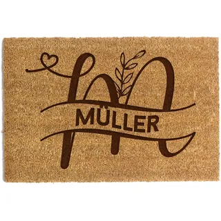 Happenings Personalisierte Fußmatte | Kokosmatte mit Ihrem Text | Original Türmatte für Innenbereiche | Familien Namen | Lustige Eingangsmatte (60x90, Modell 3)