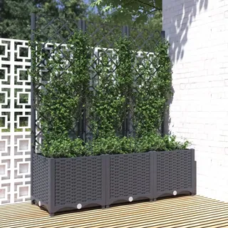 Festnight Pflanzkübel mit Rankgitter 120x40x136 cm Dunkelgrau Blumenkasten PP Rankkasten Pflanzkasten mit Rankhilfe Spalier Pflanzgitter Blumenkübel Pflanzkübel Garten Terrasse Balkon
