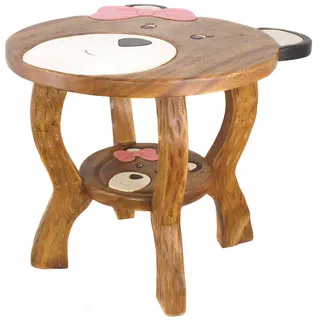 IMAGO Kindertisch Holz Massiv klein rund, Holztisch für Kinder 43 cm hoch, verschiedene Motive, fertig montiert rosa