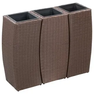 Garten-Hochbeete 3-tlg. Poly Rattan Braun