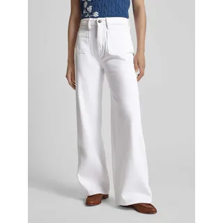 Jeans in unifarbenem Design mit weitem Bein Modell 'HIRS', Weiss, 36