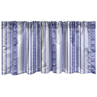 Abakuhaus Scheibengardine Vorhang Volant für Küche Schlafzimmer Dekor mit Stangentasche, Microfaser, Gestreift Seeanker lila 137 cm x 30 cm