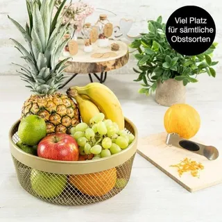 Famanu Obstschale Gold Modern 25 cm - Fruchtkorb Gold Metall