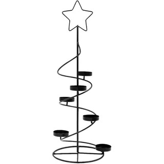 Teelichtspirale STELLA Schwarz -Teelichthalter Weihnachtsdeko Kerzenhalter Weihnachten Advent 50 cm