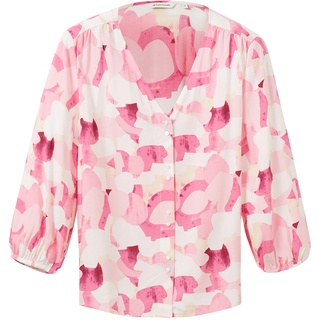 Tom Tailor Damen Bluse PRINTED V-Neck Relaxed Fit Rosa Shapes Design 31803 36