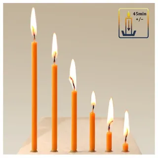 NKlaus Standkerzenhalter 50x Stabkerzen Orange Tropffrei Rußfrei dünn L 16cm Premium Paraffinwa
