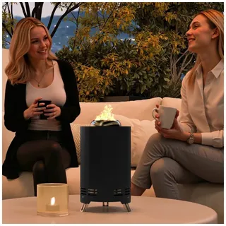 XDeer Feuerstelle Feuerschale mit Schürhaken Edelstahl Feuerstelle Rauchfreie, Feuerkorb für Garten, Balkon Terrasse, Outdoor BBQ Camping schwarz