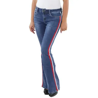 Sotala Damen Schlaghose Bootcut Jenas Hose Hüftjeans Stretchjeans Flared Weites Bein mit Seitenstreifen - 40