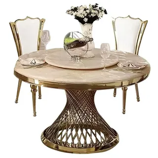 JVmoebel Esstisch Goldener Rundtisch aus Edelstahl für stilvolle Wohnräume (1-St., 1x nur Esstisch ohne Stühle), Made in Europa goldfarben