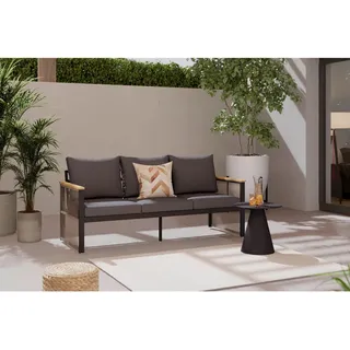 Ambia Garden Loungesofa, Anthrazit, Holz, Metall, Akazie, massiv, 190x75.5x73 cm, Loungemöbel, Outdoorsofas