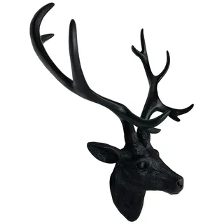 Mojawo XXL Hirschgeweih Hirschkopf Geweih 10-Ender Schwarz 48x32x61cm