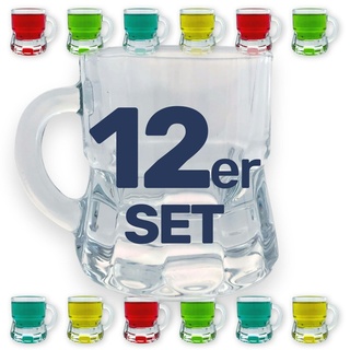 12 Stück Schnapsglas Schnapsgläser Schnaps Stamper Kurze Glas mit Henkel 2 cl