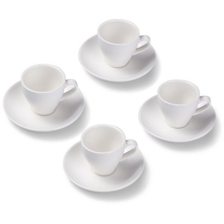 Terra Home Espressotasse extra dickwandiges Espressotassen-Set, Weiß matt 90 ml, Porzellan, Spülmaschinen und Mikrowellen geeignet 4er Set weiß