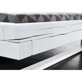 Skandi  Bett Massivholz Balkenbett Doppelbett Ehebett 200x200cm Echtholz weiß