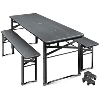 KESSER Bierzeltgarnitur 3 teiliges-Set, Festzeltgarnitur, 170cm, Klappbar, 2x Bierbank, 1x Biertisch, Bodenschoner grau 46 cm x 75 cm x 170 cm