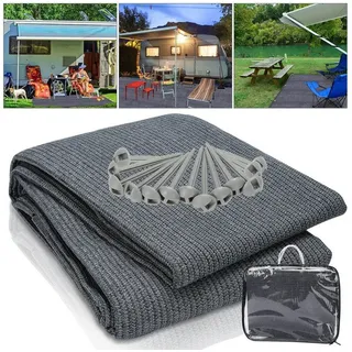 LuxusKollektion Outdoorteppich Camping Teppich Outdoor 250x250, quadratisch, Höhe: 145 mm grau