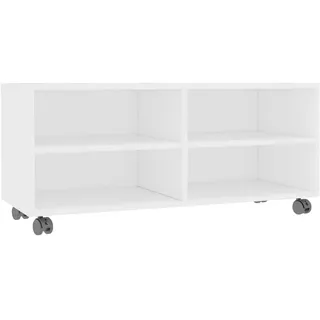 vidaXL TV Schrank mit Rollen Lowboard Fernsehtisch TV Möbel Board Tisch Fernsehschrank Sideboard HiFi-Schrank Weiß 90x35x35cm Holzwerkstoff