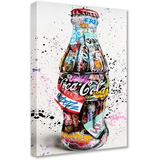 Banksy Graffiti-Dekor klassische Straßenkunst-Gemälde Cola-Flasche Wandkunst Bilder buntes Gekritzel-Kunstwerk 1 Stück Schlafzimmer nordische Heimdekoration gerahmt fertig zum Aufhängen Poster
