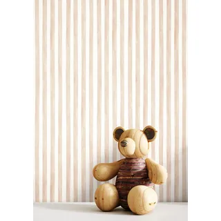 Newroom Vliestapete Beige Streifen Kinderzimmer Natur Tapete | warmes Sandton matte Aquarelloptik, glatte Struktur, ansatzfrei, Mustertapete Wandtapete, Landhaus skandinavisch modern