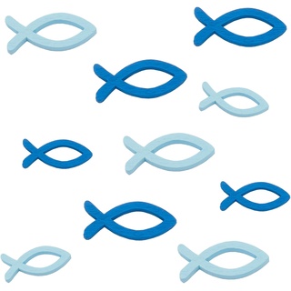 Oblique-Unique® Holzfische Tischstreu Streuartikel Taufe Blau - Streudeko Verzierung für Taufe, Kommunion und Konfirmation - Echtholz