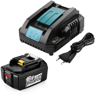 BECDXPal 18V 5.0Ah Ersatzakku + Ladegerät für Makita Akku 18V BL1850B | Ersatz für Makita Ladegerät 18v mit Akku BL1850 BL1840 BL1830 BL1820 BL1850B DC18RC DC18RD