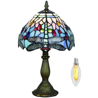 Kinbolas 8 "Tischlampe Tiffany-Stil Buntglas Lampenschirme Vintage Schreibtischlampe Kleine Nachttischlampe Schlafzimmer Wohnzimmer Büro Lesen Antik Art Deco(Color:G-4)
